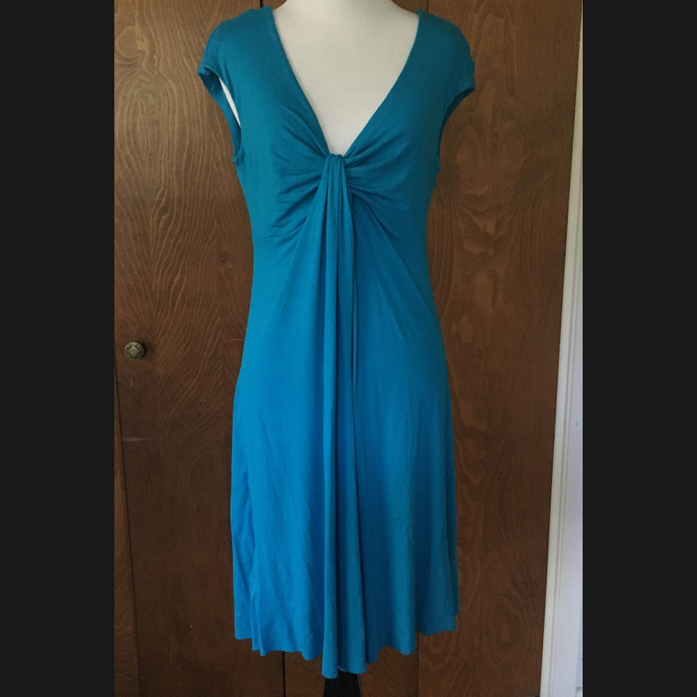Express Turquoise V-Neck Illusion Knot Dress Small